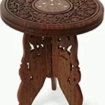 MOON CRAFT Handcrafted Wooden Sturdy Foldabe Round Stool - Foldable Step Stool Use in Kitchen, Outdoor, Bedroom(12inch Round and 12 inch Height)