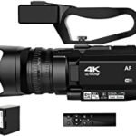 LEQTRONIQ 4K HD Auto Focus Video Camera with 48MP 60FPS 30X Digital Zoom; Camcorder with 4500mAh Battery, Handheld Stabilizer, Remote Control